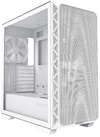 Montech AIR 903 Base, E-ATX Mid Tower Case, High Airflow with Max Capacity, 3X 140mm PWM Fans Pre-Installed, Tempered Glass Side Panel, Mesh Front, Type-C, Support 4090 GPUs, White