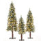 DREAMADE Künstliche Weihnachtsbäume Set, 90/120/150 cm Tannenbaum mit 50/100/150 LED-Lichtern, Kunstbaum Set für Weihnachtsdeko, Christbaum mit Schnee