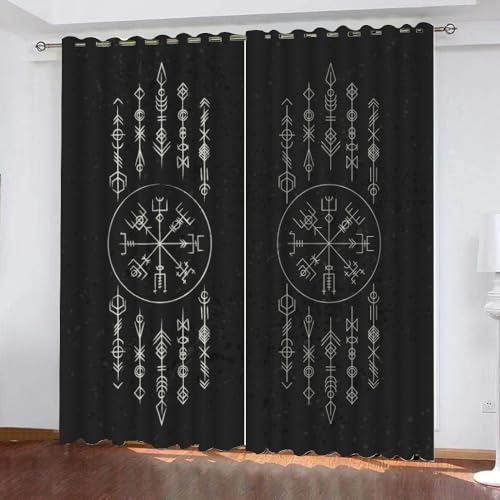 WIKINGER Gardinen ösenschal 2er Set B 120 X H 140 cm Vorhang Blickdicht Kälteschutz Schallschutz Verdunkelung Wärmeisolierende Vorhänge für Wohnzimmer Schlafzimmer