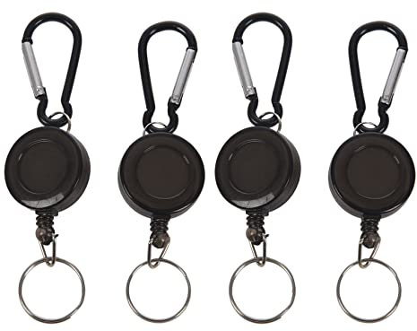 Niniang Spule für Ausweiskarten, Yoyo, Ski, einziehbar, Farbe: Schwarz, Menge: 4 Stück