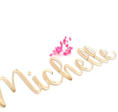 Großes Namen Schild aus Gold Spiegel Acryl, personalisiert, 3-D Schriftzug, Türschild für Kinderzimmer, Büro oder Wandschild, Wandtattoo