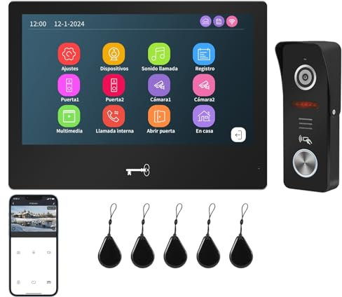 Karmen WiFi-Video-Türsprechanlage, Touchscreen 10 Zoll, Klingel aus Legierung, 1080P, für den Außenbereich, wasserdicht, RFID-Entriegelung, intelligente App Tuya, Bewegungserkennung, Videoaufnahme