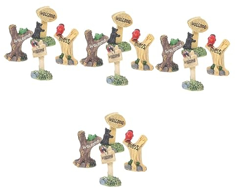 BESPORTBLE 4er-Set Miniatur-verkehrsschilder Aus Kunstharz Tierdekor Für Feendorf Landschaftsrequisiten Straßenschilder Gartendekor 4 Stück X 4