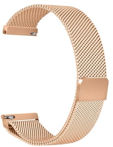 Mesh Watch Strap Metal- Quick Release Smart Watch Straps for Men Women,20mm 22mm Stainless Steel Milanses Smart Watch Bracelet Ladies Replacement, smart watch wristband (20mm, Rose Gold)