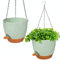 Blumentopf hängend Mit Bewässerungssystem,2er Set 20.5cm Blumenampel Plastik außen innen,Selbstbewässernd hängetopf für Pflanzen mit 3Hook für Innen Außen Decken Balkone Wanddekoration(Grün)