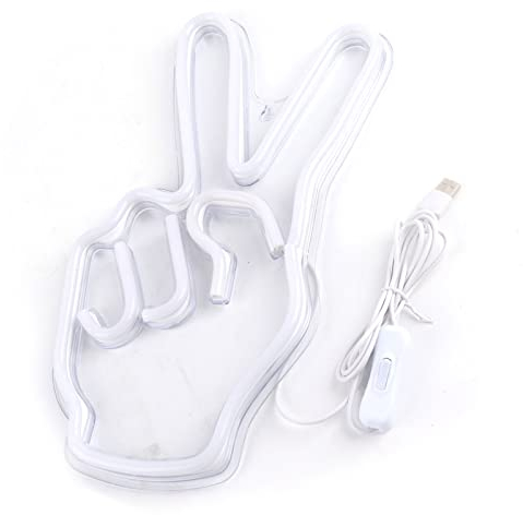 Leuchtreklame, LED-Friedenszeichen, Neonlicht, Leuchtreklame, Victory Gesture V, Kreative Dekorative Lampe, USB-betrieben, für Schlafzimmer, Schrank, Neonlichtröhren
