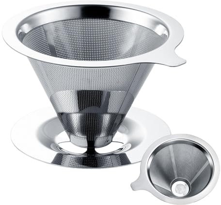 Smileshiney Papierloser wiederverwendbarer Kaffeefilter, Kaffeetropfer zum Übergießen | Kegelkaffeefilter aus Edelstahl | Rostfreie Reisekaffeemaschine, tragbarer Kegeltropfer für Zuhause, Camping