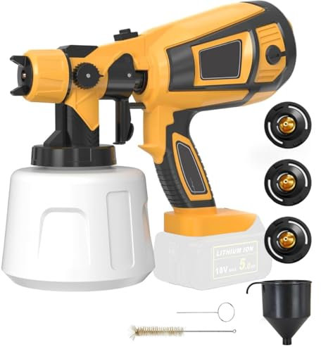 Cordless Paint Sprayer Compatible with Dewalt Battery, Spray Paint Gun 1000ml, 3 Spray Patterns Paint Sprayer for Walls and Ceilings, Glazes and Fence Spray（Tool only, no battery)