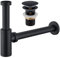 Ulytid Siphon Lavabo de Salle de Bain, Bonde d'évier Escamotable avec Trop-Plein, évier et Lavabo, Unité Réglable en Hauteur en Acier Inoxydable, Design Désodorisant avec Orifice de Nettoyage, Noir