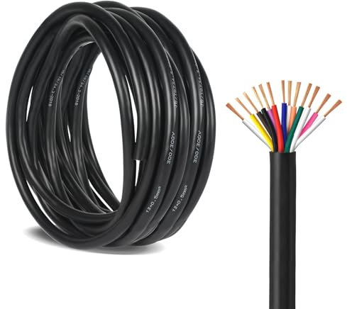Yinaolan Cavo 13 Core x 0,5 mm² per rimorchio, 10 m, 13 Nuclei, Cavo Nero per rimorchio Auto, Camion, rimorchio Lightin