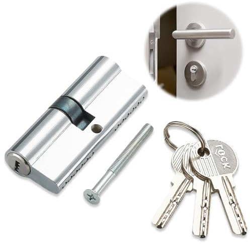 Knaufzylinder, SchließZylinder Zylinder TüRzylinder, Aluminiumlegierung Silber-Knaufzylinder mit 3 SchlüSsel, Eine Schraube für Alle Arten Von TüRen