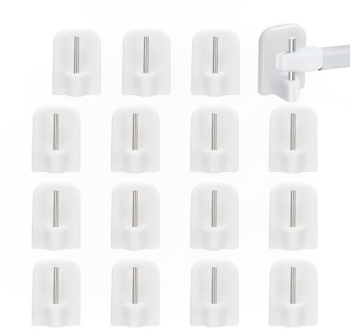 EIHI 16 Pezzi Ganci Per Tende Senza Bucare, Autoadesivi, Aste Per Tende, Aste Di Vetro, Decorativi