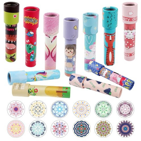 12Pcs Jouet Kaléidoscope Classique à Motifs Aléatoires, Cadeaux de Noël Kaléidoscope Éducatifs Vintage, Jouet de Remplissage de Sac Kaléidoscope Nostalgique pour Anniversaire d'enfant