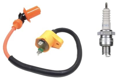 Zündspule & Zündkerze BR7HS Racing Tuning Set passend für Peugeot Speedfight 1 & 2, 2T & 4T China Roller – Optimierte Zündleistung, Entstört 5kOhm