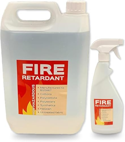 EU Fabrics Flame Retardant Spray - British Standard 5852 - Cotton, Polyester, Polycotton, Synthetic, Hessian, and Untreated Fabric Protection for Upholstery (10 litres with 2 Empty 750ml)