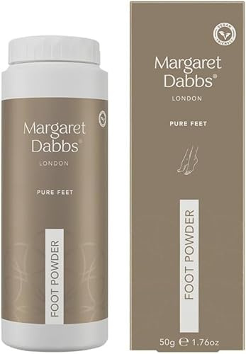 Margaret Dabbs Pure Soothing Foot Powder, Lemon Myrtle, 50g | Ultra-Fine Vegan Formula Helps Control Odour and Sweat, With Lemon Myrtle Oil and Vitamin E, Leaves Feet Smooth