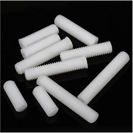 KSeSii Filetage métrique M3 M4 M5 M6 M8 M10 M12, Nylon blanc, plastique isolé, pointe plate fendue, sans tête, vis de réglage des boulons sans tête(8mm,M4-20pcs)