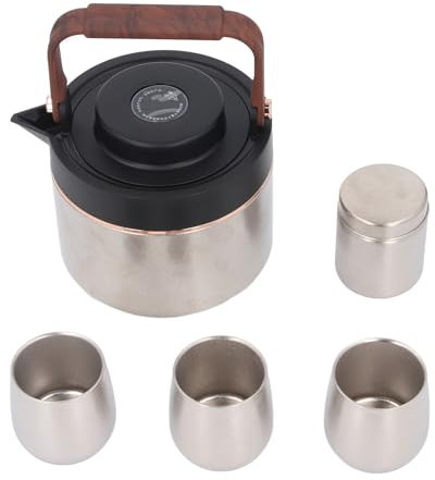 Teapot Set, Ti Teapot Set with 120ml Tea Cups 200ml Tea Canister, 1000ml Tea Kettle Insulated Tea Pot with Infuser & Heat Resistant Handle for Home Office, Tea Diffuser Tea Warmer