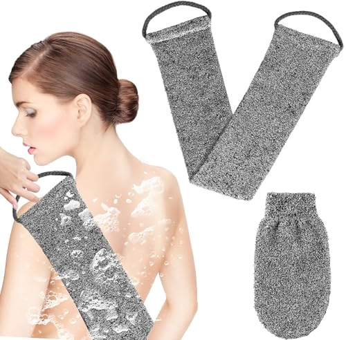 Rückenschrubber 2 Stücke Bambusfaser Rückenbürste für Dusche, Peeling Scrubber mit Rückenmassage-Effekt, Langlebiger & Hautfreundlicher Rückenreiniger für Tiefenreinigung und Entspannung