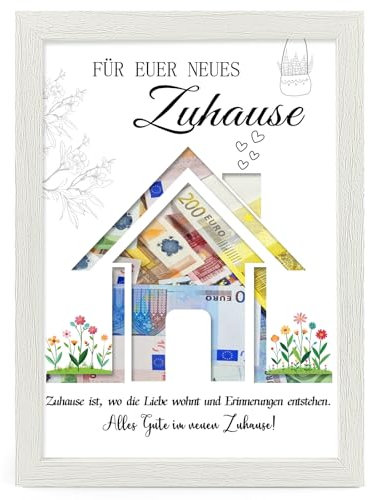 Geldgeschenk zum Einzug, Verpackung für Geldgeschenke, Einzugsgeschenke Wohnung, Geld zu Verschenken Neues Zuhause Geschenk Bilderrahmen, Einweihungsgeschenk Haus, Umzug Geschenk Haus einweihen Party