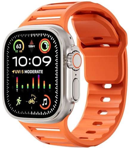 EKSIL Correa deportiva de silicona para Apple Watch Band Ultra 49mm 45mm 44mm 42mm Series10 46mm 42mm Correa de reloj Pulsera Correa Series 9 8 7 6 SE 5 4 Correas de reloj(Orange,Series10 42mm)