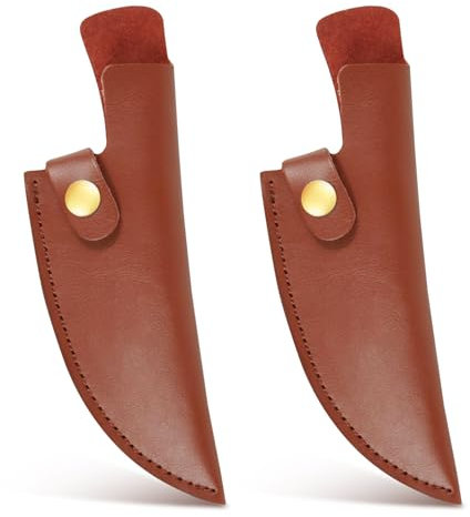 FAURAPMNG 2Pcs Leather Knife Sheath, PU Leather Knives Edge Guards for 6 Inch Boning Knife Leather Knives Scabbard Cleaver Blade Protector with Belt Loop Good for Protect Fixed Blade & Carry Out
