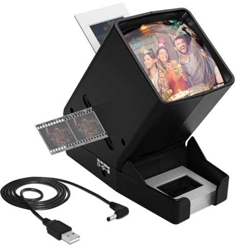 CAMEDAFLX SV-3 35mm Diabetrachter, 3-facher Vergroßerung,LED-Beleuchtung für 35mm Dia-Scheiben und Film negativs,Filme Dia-Viewer USB- oder batteriebetrieben (inkl. USB-Kabel)