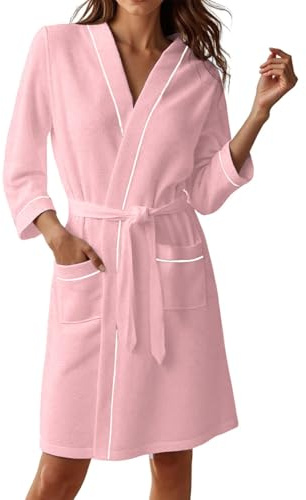 Générique Peignoir De Bain Femme Robe Chambre Ete Peignoirs Homme Sortie Microfibre Nid D'abeille Éponge Qualité Durable Capuche Polaire Voile Coton En Léger Rapide Séchage Bride