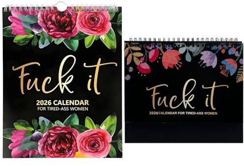 2026 Kalender für müde Frauen Wandkalender,Fuck It Wand hängender Kalender,Monatlicher Tischkalender Jahr Planer,Gag Geschenk für Frauen Lustiger Home Office Wandkalender
