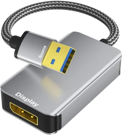 THANDBLE USB to DisplayPort Adapter 1080P 60Hz, USB A 3.0 Male to DP Female Adapter for Monitor, TV, Projectors, Compatible with Mac OS Windows 7/8/10/11 - Requires Driver Installation