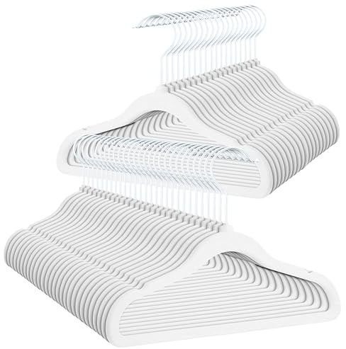 OGIVO Kleiderbügel Kinder Samt 50er Set 30cm (Weiß) 360° drehbarer Haken | für Babys und Kleinkinder, 360° drehbarer Haken, Hangers Clothes