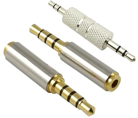 3 Piezas Adaptador Jack 2.5mm a 3.5mm, Adaptador Jack Audio Macho 3.5mm y Hembra 2.5mm, Conectores Estéreo con Soporte Micrófono, Compatible con Auriculares Micrófonos Smartphones Altavoces Equipos