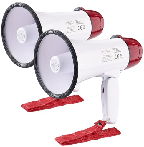 infactory Lautsprecher Megafone: 2er-Set Megaphon, 10 Watt (Kompaktes Megafon, Hornlautsprecher)