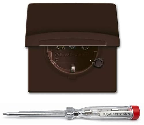 Spannungsprüfer 120-250V® + BUSCH-JAEGER Steckdose 20 EUGK-31-101 AW44 braun