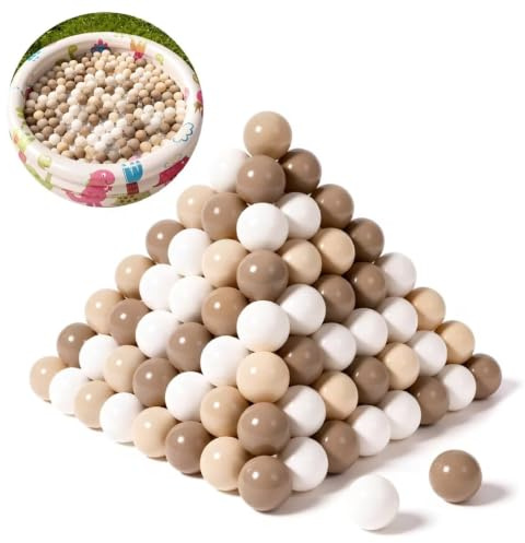 Shyllin Balles en Plastique Multicolores,50 pièces, 5,5 cm,Couleurs Mélangées,sans BPA,pour Attraper et Lancer, Convient aux Piscines à Balles pour Bébés et aux Piscines (Moka)