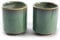 Pair of Japanese Stoneware Tea Cups - Earthy Green & Brown Glazed Ceramic