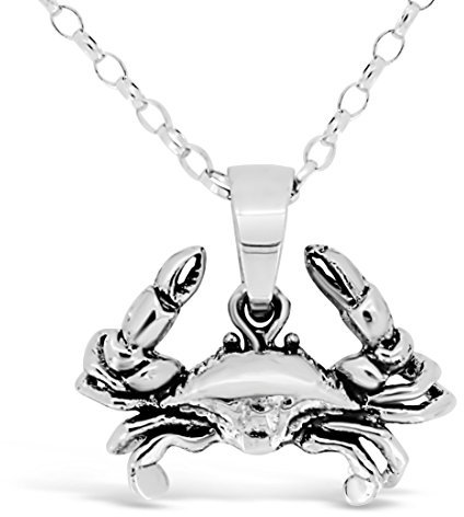 Alexander Castle Sterling Silver Cancer (The Crab) Zodiac Star Sign Pendant Necklace & 18 Chain