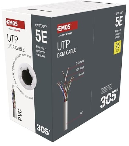 EMOS - UTP Netzwerkkabel CAT 5e, 305m, PVC - CAT5e-Patchkabel UTP - Gigabit LAN Kabel - ungeschirmtes Ethernet Kabel - für Innenbereich