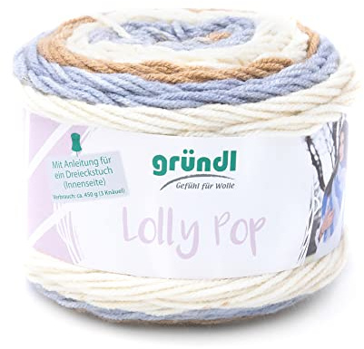Gründl Lolly Pop 100% Polyacryl 1 x 150 g, Cappuccino Pop | Handstrick- und Häkelgarn - Strickgarn - Waschbares Garn - 150 g / 240 m - Nadelstärke 5–6
