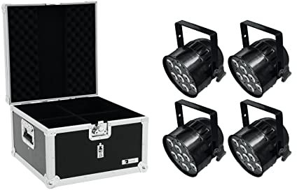 EUROLITE Set 4X LED PAR-56 HCL Short sw + EPS Case | 4X PAR-Scheinwerfer mit 9 x 10-W-6in1-LED und RGBAW+UV-Farbmischung inklusive Flightcase