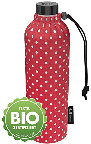 Emil Trinkflasche aus Glas für Mädchen & Jungen isolierte Glasflasche für Schule, Freizeit, Sport: Kinder & Eltern BIO Punkte Rot 0,75l