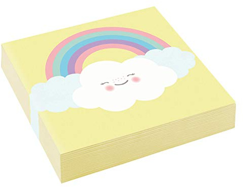 Amscan 9904303 - Servietten Rainbow & Cloud, 20 Stück, Größe 25 x 25 cm, Regenbogen, Wolken, Mottoparty, Geburtstag, Dekoration