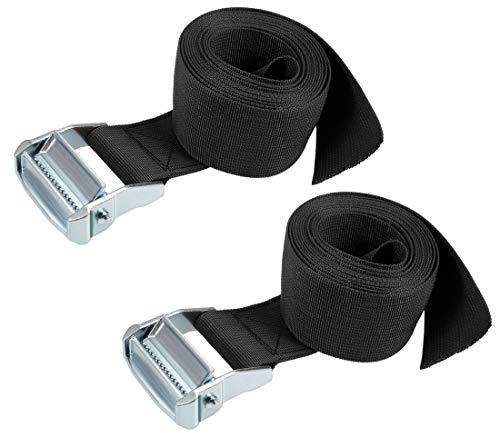 sourcing map Eine Packung von 2 Nockenschnalle Festbindend Zahnriemen Polypropylen Lastkappe 500Kg Schwarz für Umzugsfracht 3 Meterx50mm