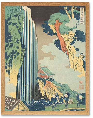 Artery8 Hokusai Ono Wasserfall Kisokaido Japanisch Gerahmter Druck 30x40 cm