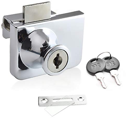 Cerradura de Puerta del Vidrio, Cerradura de seguridad para puerta de cristal de Doble o individual apertura para gabinete, apto para puertas de cristal de 5-8 mm, llave separada sin perforación