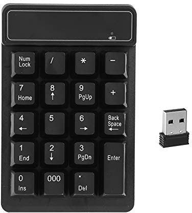 Bewinner Kabellose Nummernblock, 2,4 G Nummernblock 18 Tasten Ultra Dünn Ziffernblock Kabellos Externer Nummernblock für Laptop, Desktop, PC, Notebook