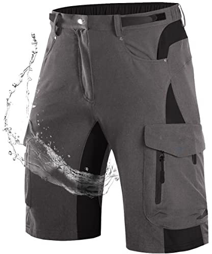 Wespornow Kurze Hosen Herren Cargo Shorts Herren mit 6 Taschen Arbeitshosen Männer Kurz Bermuda Wanderhose Fahrradhose Cargohose Chino Stretch Sommer Wandershorts MTB Hose (Grau, M)