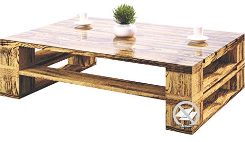 sunnypillow Palettenmöbel Gartenmöbel Set aus Holz Indoor/Outdoor Europaletten Möbel Sofa Gartensofa Bank Sessel Holztisch für Balkon Terrasse Garten | geflammt Couchtisch 80 x 80 cm Höhe : 40 cm