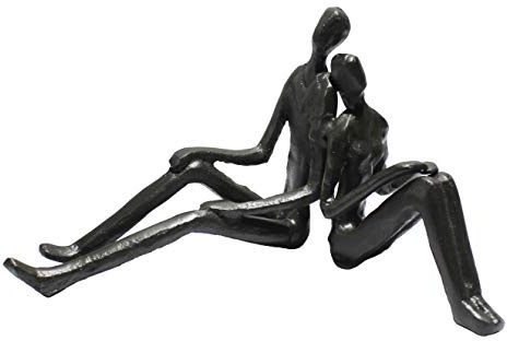 Quay Traders Contemporary Iron Couple Sculpture Sitting Back To Back