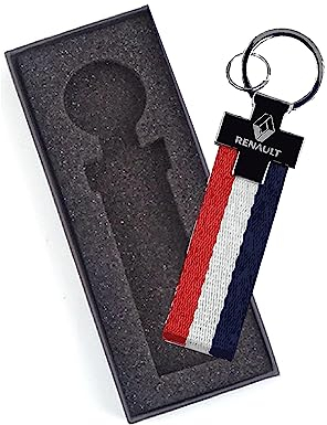 PSL Porte-clés drapeau automobile en nylon et cuir édition limitée pour voitures Renault Clio Laguna avec boîte cadeau, multicolore, taille unique